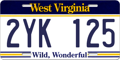 WV license plate 2YK125