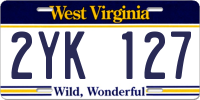 WV license plate 2YK127