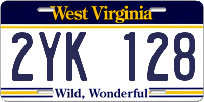 WV license plate 2YK128