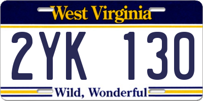 WV license plate 2YK130