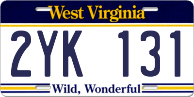 WV license plate 2YK131