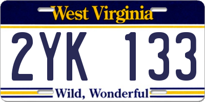 WV license plate 2YK133