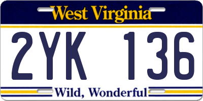 WV license plate 2YK136