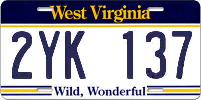 WV license plate 2YK137