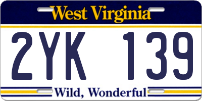 WV license plate 2YK139