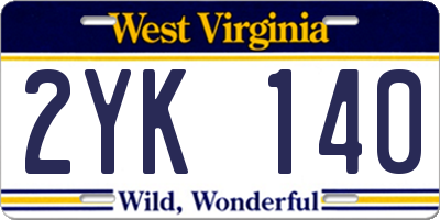 WV license plate 2YK140