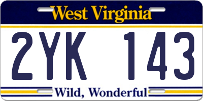 WV license plate 2YK143