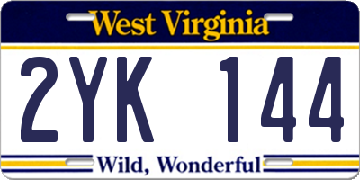 WV license plate 2YK144