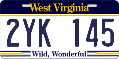 WV license plate 2YK145
