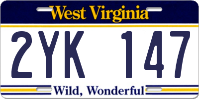 WV license plate 2YK147