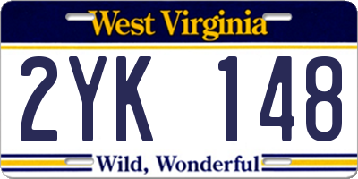 WV license plate 2YK148