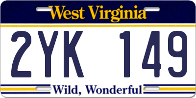 WV license plate 2YK149