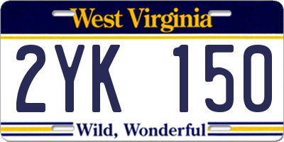 WV license plate 2YK150