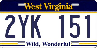 WV license plate 2YK151