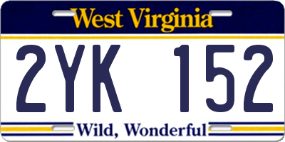 WV license plate 2YK152