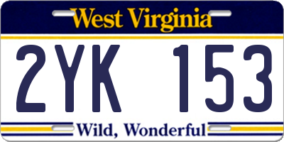 WV license plate 2YK153