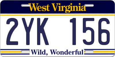 WV license plate 2YK156