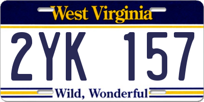 WV license plate 2YK157