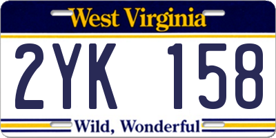 WV license plate 2YK158