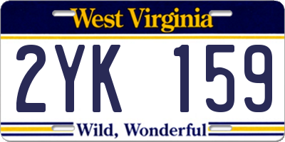 WV license plate 2YK159