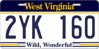 WV license plate 2YK160