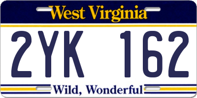 WV license plate 2YK162