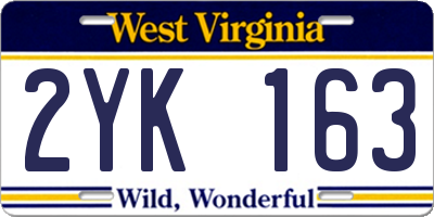 WV license plate 2YK163