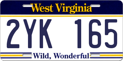 WV license plate 2YK165
