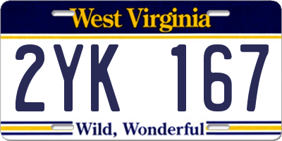 WV license plate 2YK167