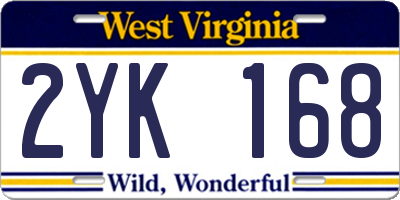 WV license plate 2YK168