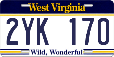 WV license plate 2YK170