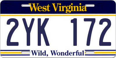 WV license plate 2YK172