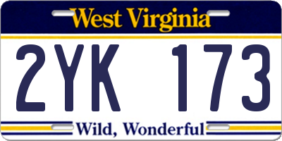 WV license plate 2YK173