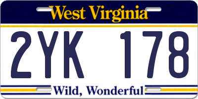 WV license plate 2YK178
