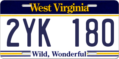 WV license plate 2YK180