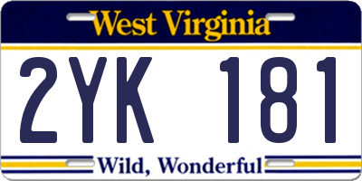 WV license plate 2YK181