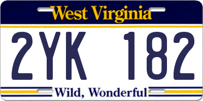 WV license plate 2YK182
