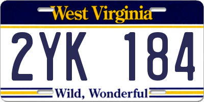 WV license plate 2YK184