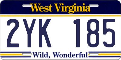 WV license plate 2YK185