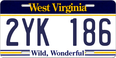 WV license plate 2YK186