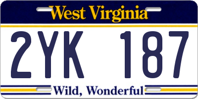 WV license plate 2YK187