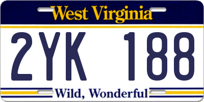 WV license plate 2YK188