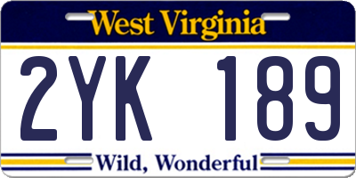 WV license plate 2YK189