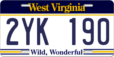 WV license plate 2YK190