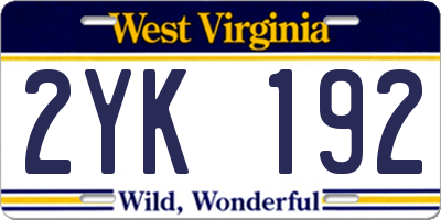 WV license plate 2YK192