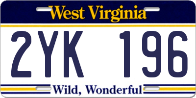 WV license plate 2YK196