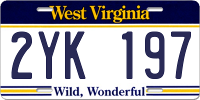 WV license plate 2YK197