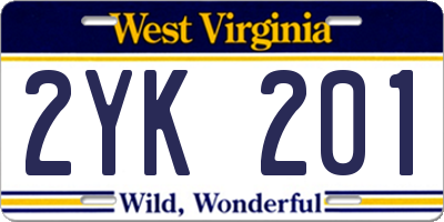WV license plate 2YK201