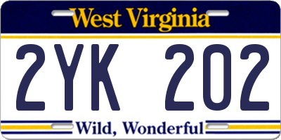 WV license plate 2YK202