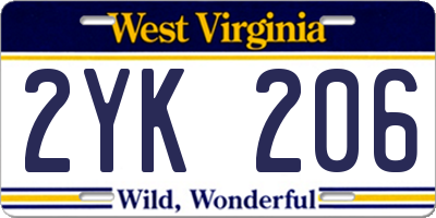 WV license plate 2YK206